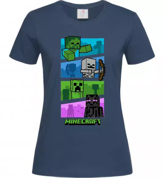 Женская футболка Minecraft Characters Темно-синий фото