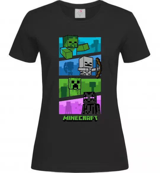 Женская футболка Minecraft Characters Черный фото