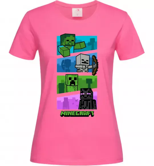 Женская футболка Minecraft Characters Ярко-розовый фото