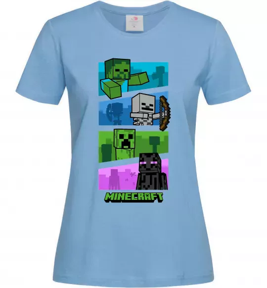 Женская футболка Minecraft Characters Голубой фото