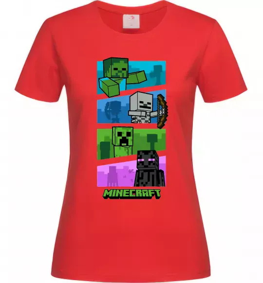 Женская футболка Minecraft Characters Красный фото