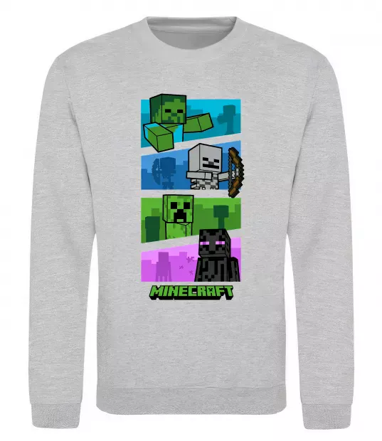 Свитшот Minecraft Characters Серый меланж фото