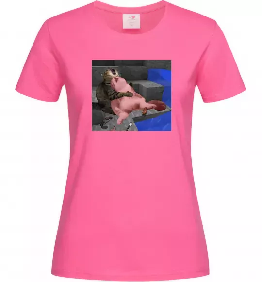 Женская футболка Minecraft Cats Ярко-розовый фото