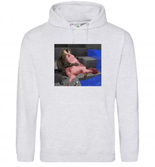 Мужская толстовка (худи) Minecraft Cats Серый меланж фото