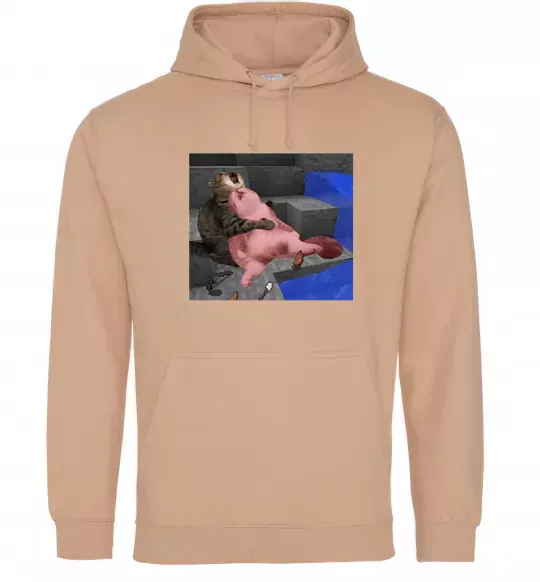 Мужская толстовка (худи) Minecraft Cats Песочный фото