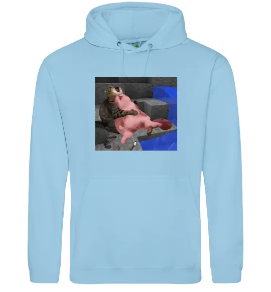 Мужская толстовка (худи) Minecraft Cats Голубой фото