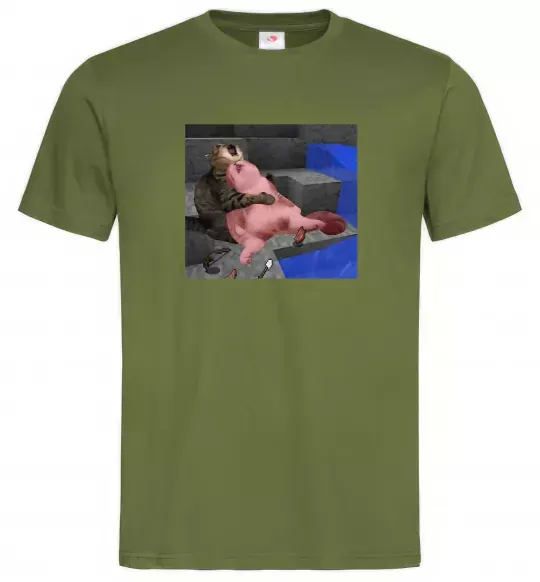 Чоловіча футболка Minecraft Cats Оливковий фото