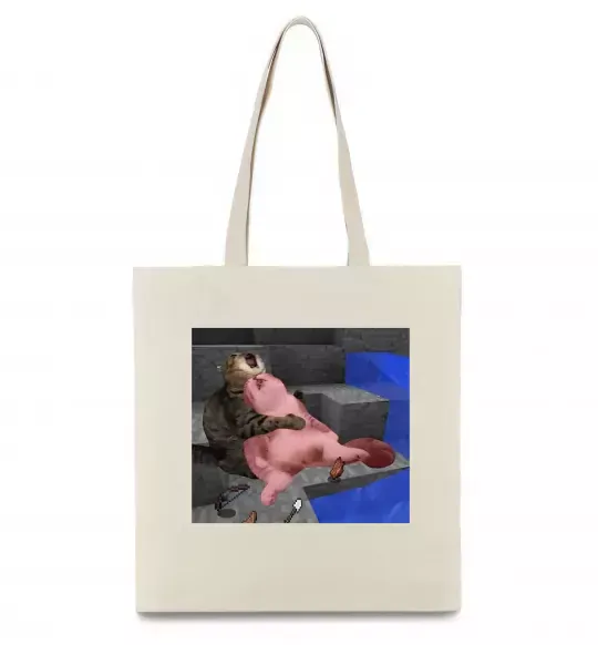 Эко-сумка Minecraft Cats Бежевый фото