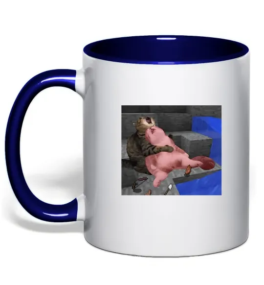 Чашка з кольоровою ручкою Minecraft Cats Глибокий темно-синій фото