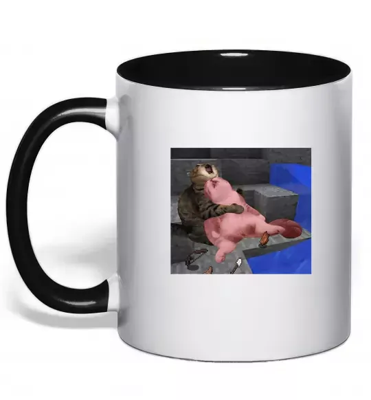 Чашка з кольоровою ручкою Minecraft Cats Чорний фото