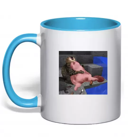 Чашка з кольоровою ручкою Minecraft Cats Блакитний фото