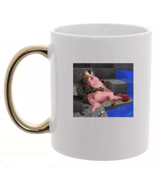 Чашка з кольоровою ручкою Minecraft Cats Золото фото