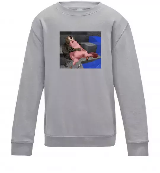 Детский Свитшот Minecraft Cats Серый меланж фото