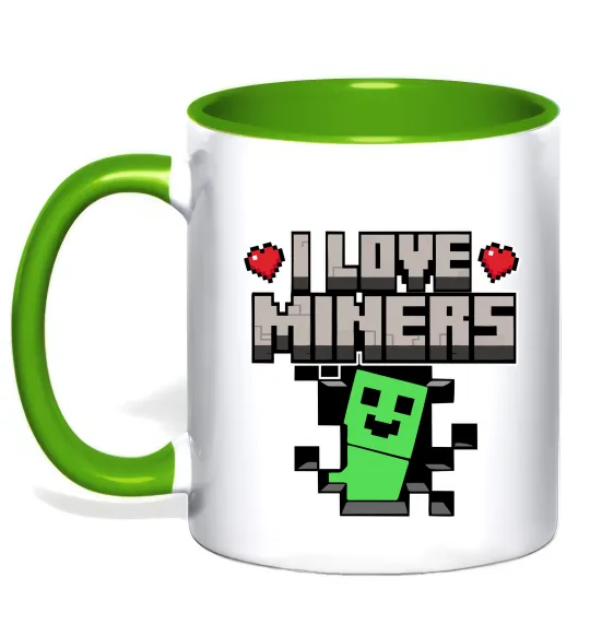 Чашка с цветной ручкой I love miners Лаймовый фото