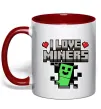 Чашка с цветной ручкой I love miners Красный фото