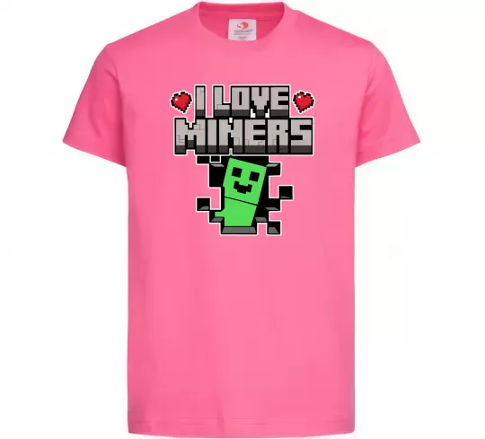 Дитяча футболка I love miners Яскраво-рожевий фото