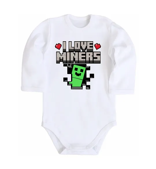 Детский боди I love miners Белый фото