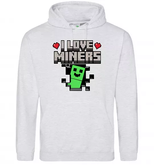 Женская толстовка (худи) I love miners Серый меланж фото