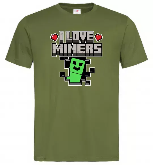Мужская футболка I love miners Оливковый фото