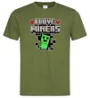 Мужская футболка I love miners Оливковый фото