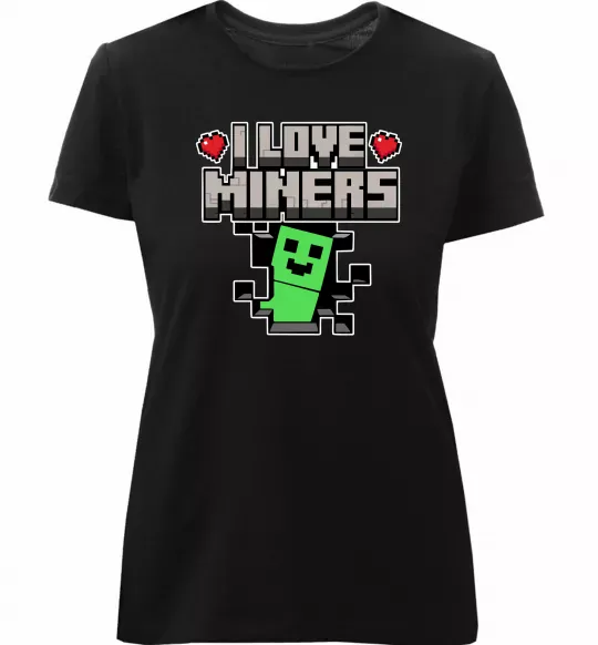 Женская премиум футболка I love miners Черный фото