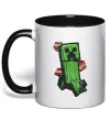 Чашка з кольоровою ручкою Creeper TNT Чорний фото