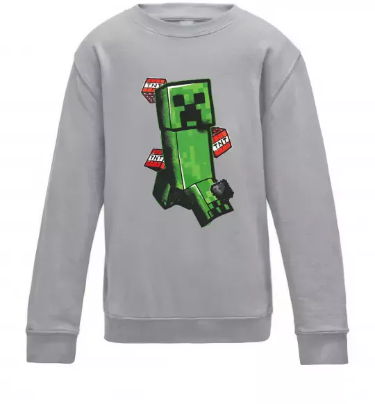 Детский Свитшот Creeper TNT Серый меланж фото