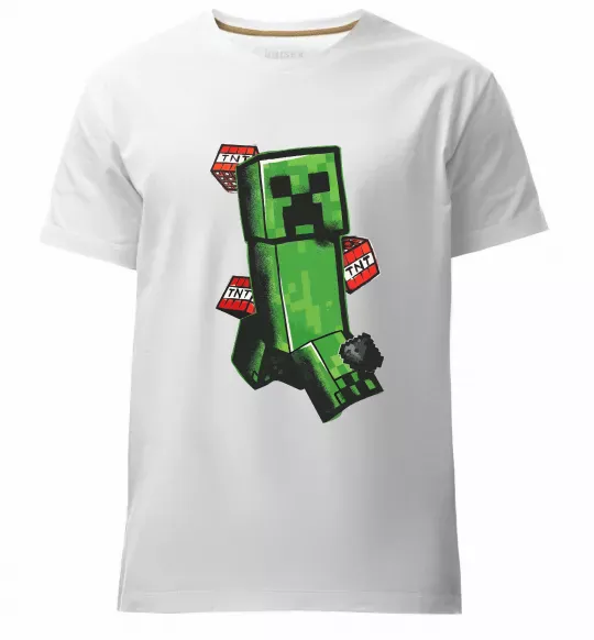 Мужская премиум футболка Creeper TNT Белый фото