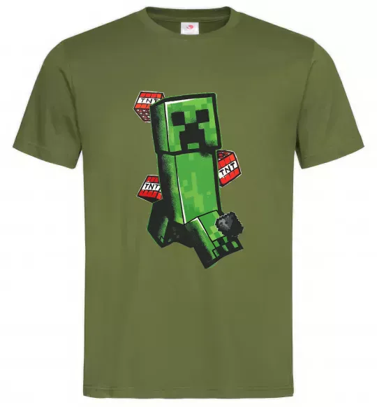 Мужская футболка Creeper TNT Оливковый фото