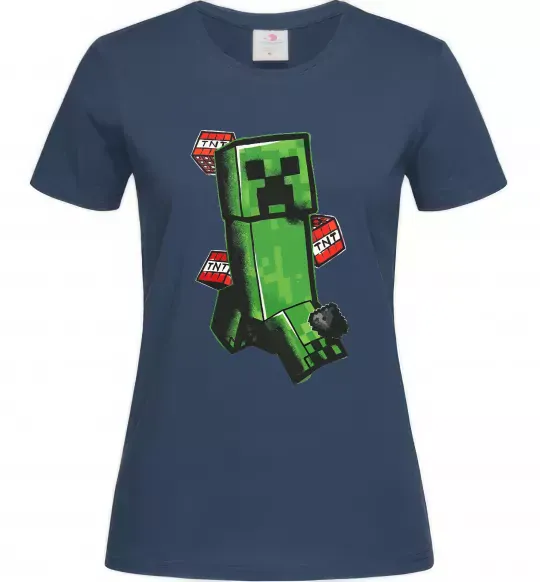 Женская футболка Creeper TNT Темно-синий фото