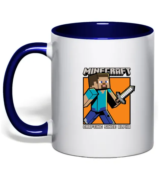 Чашка з кольоровою ручкою Crafting since alpha Глибокий темно-синій фото