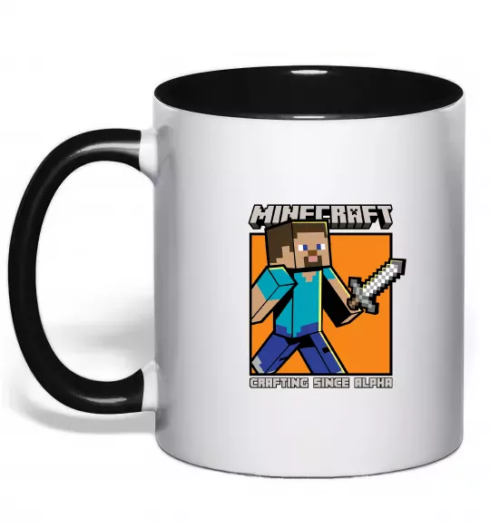 Чашка з кольоровою ручкою Crafting since alpha Чорний фото