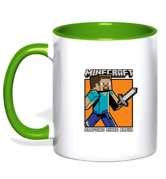 Чашка с цветной ручкой Crafting since alpha Лаймовый фото