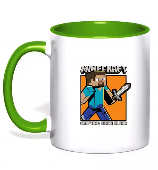 Чашка з кольоровою ручкою Crafting since alpha Зелений фото
