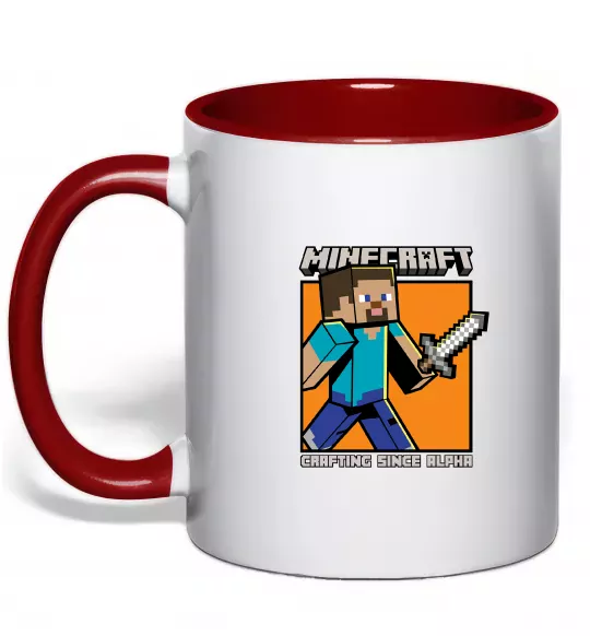 Чашка з кольоровою ручкою Crafting since alpha Червоний фото