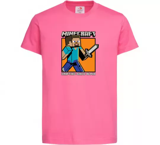 Дитяча футболка Crafting since alpha Яскраво-рожевий фото