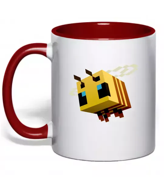 Чашка с цветной ручкой Bee Minecraft Красный фото