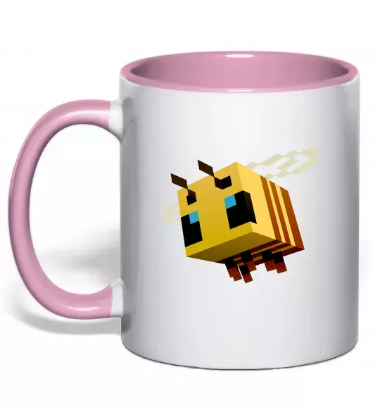 Чашка с цветной ручкой Bee Minecraft Нежно розовый фото