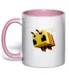 Чашка с цветной ручкой Bee Minecraft Нежно розовый фото