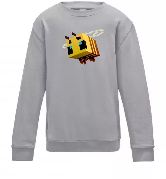Детский Свитшот Bee Minecraft Серый меланж фото