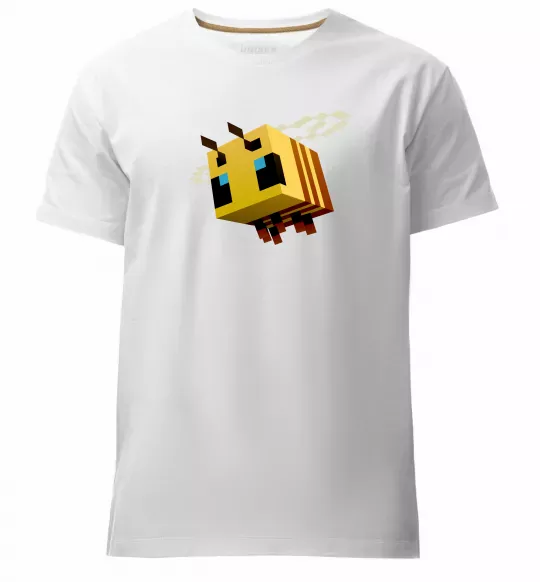 Мужская премиум футболка Bee Minecraft Белый фото
