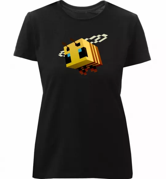 Женская премиум футболка Bee Minecraft Черный фото
