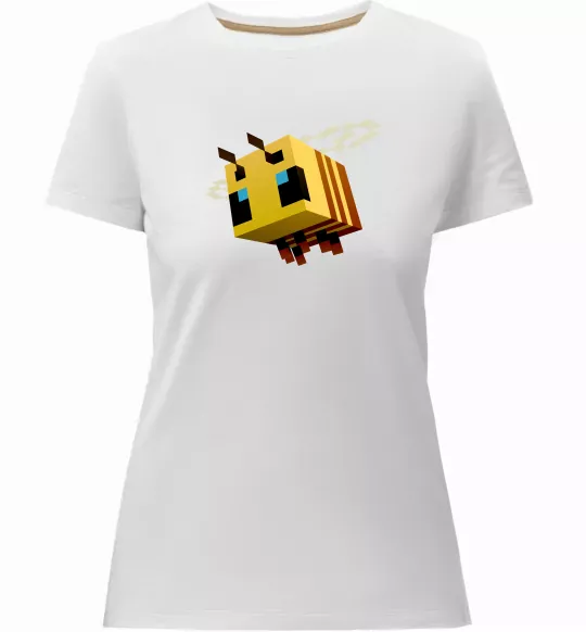 Женская премиум футболка Bee Minecraft Белый фото