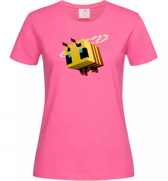 Женская футболка Bee Minecraft Ярко-розовый фото