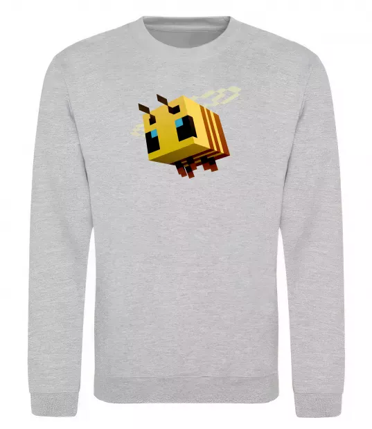 Свитшот Bee Minecraft Серый меланж фото