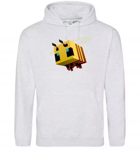 Женская толстовка (худи) Bee Minecraft Серый меланж фото
