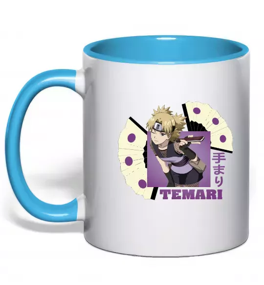 Чашка з кольоровою ручкою Temari Блакитний фото