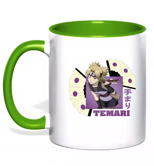 Чашка з кольоровою ручкою Temari Зелений фото