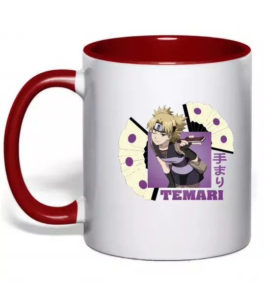 Чашка з кольоровою ручкою Temari Червоний фото