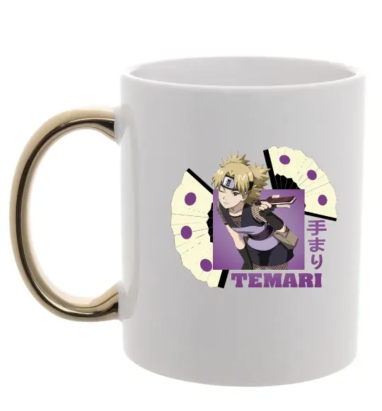 Чашка з кольоровою ручкою Temari Золото фото